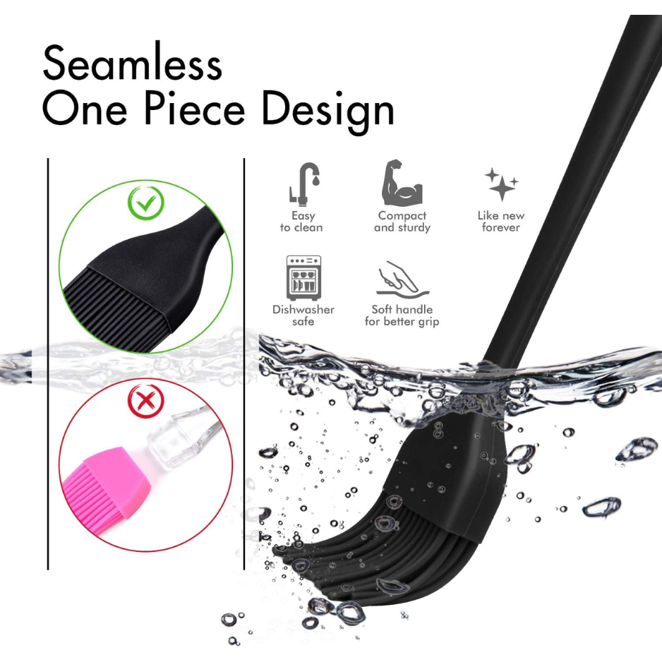 2 Pack Silicone Basting & Pastry Brushes Heat Resistant BPA Free Oil & Sauce - Image 2