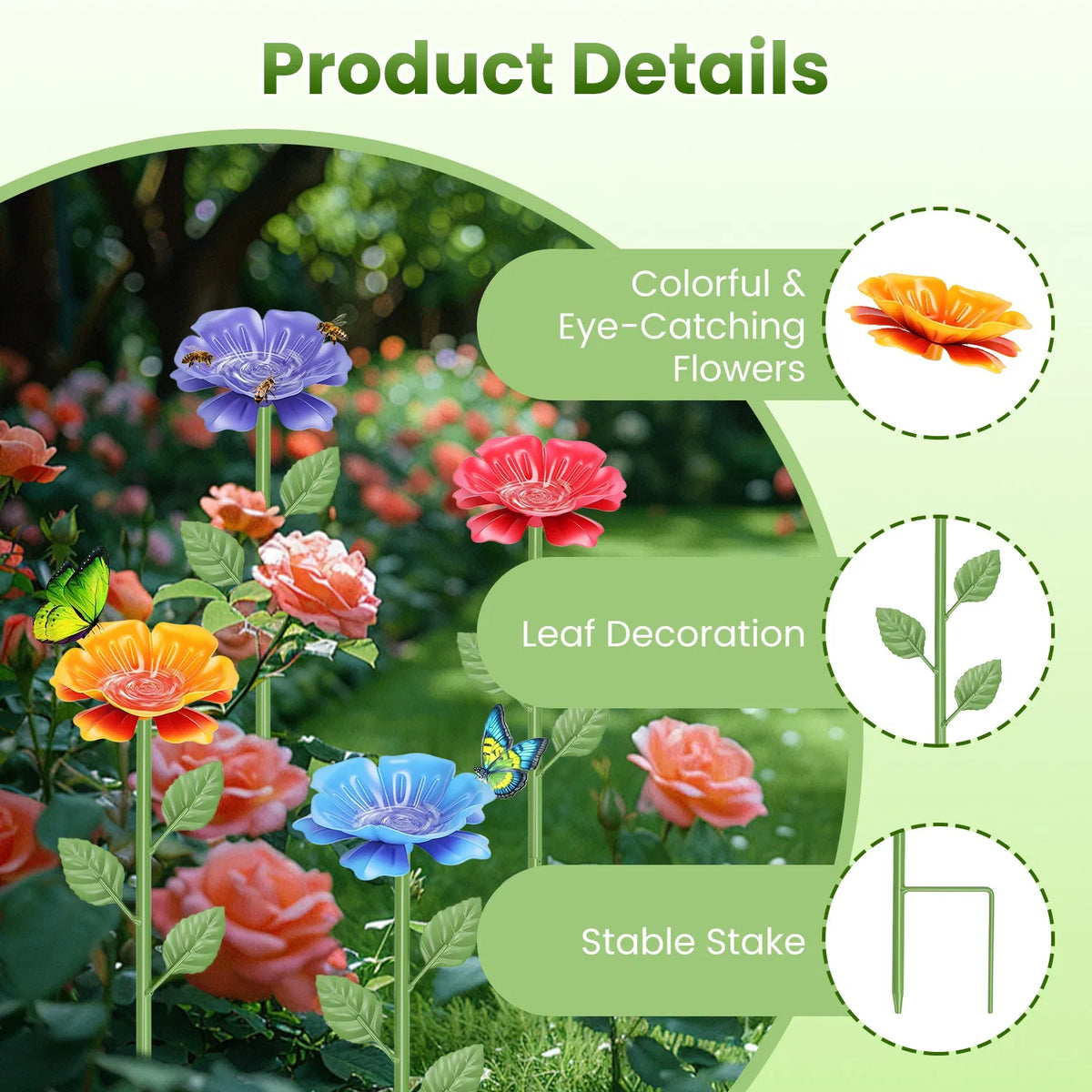 Pollinator Waterer for Bees Butterflies Weatherproof Iron Garden Water Stakes - Image 3