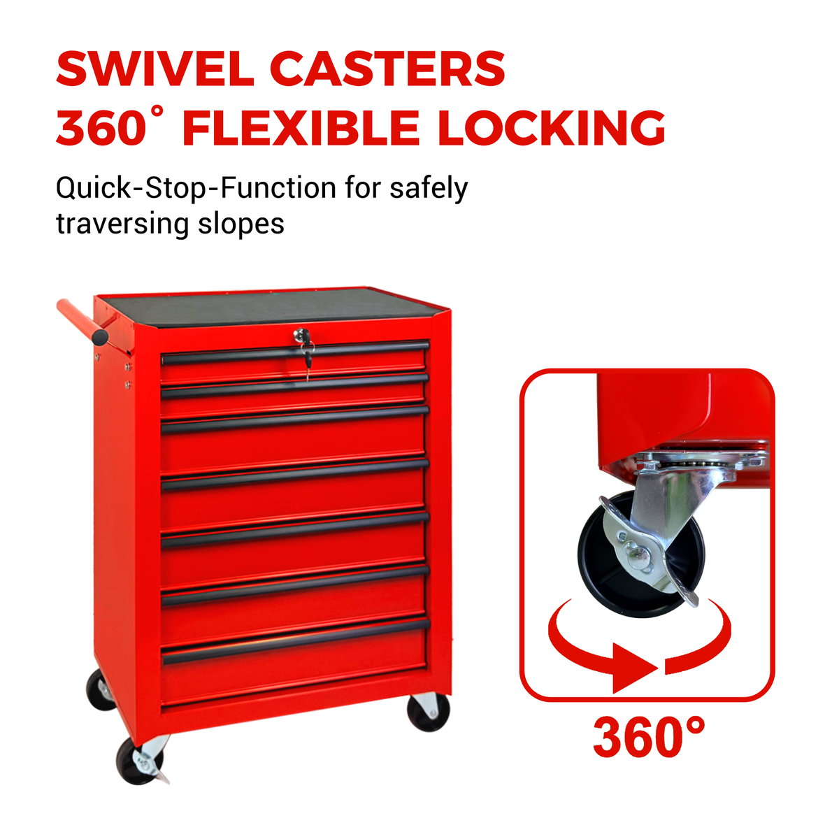 7 Drawer Rolling Tool Storage Cabinet With Detachable Top Tool Box Universal