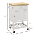 Rolling Kitchen Island with Rubberwood Top