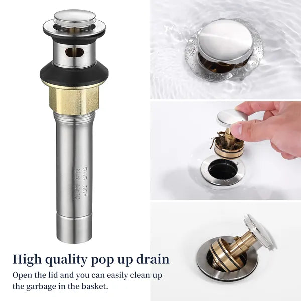 Bathroom Faucet Brushed Nickel with Pop up Drain & Supply Hoses Two Handle 360 - Image 4