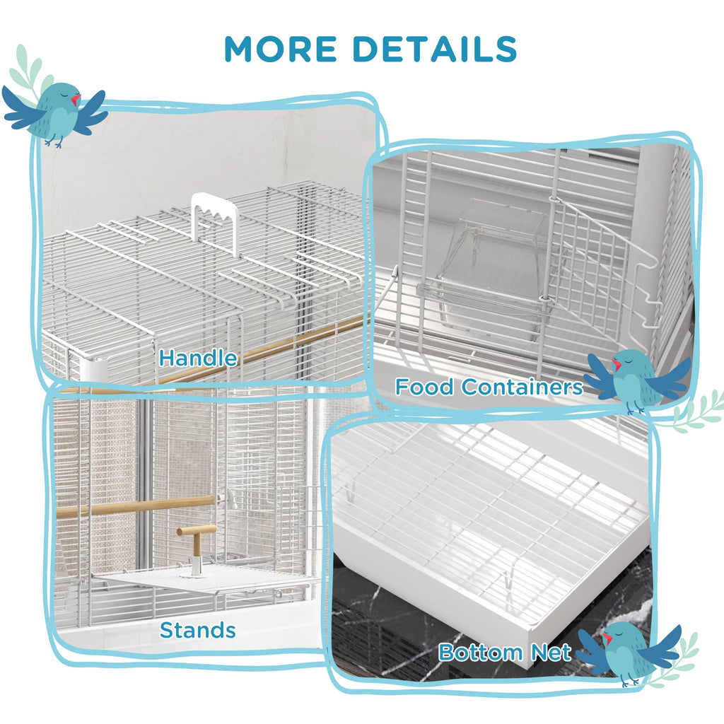 22" Bird Cage for Budgie Finches Canaries Love Birds with Wooden Stands - Image 2