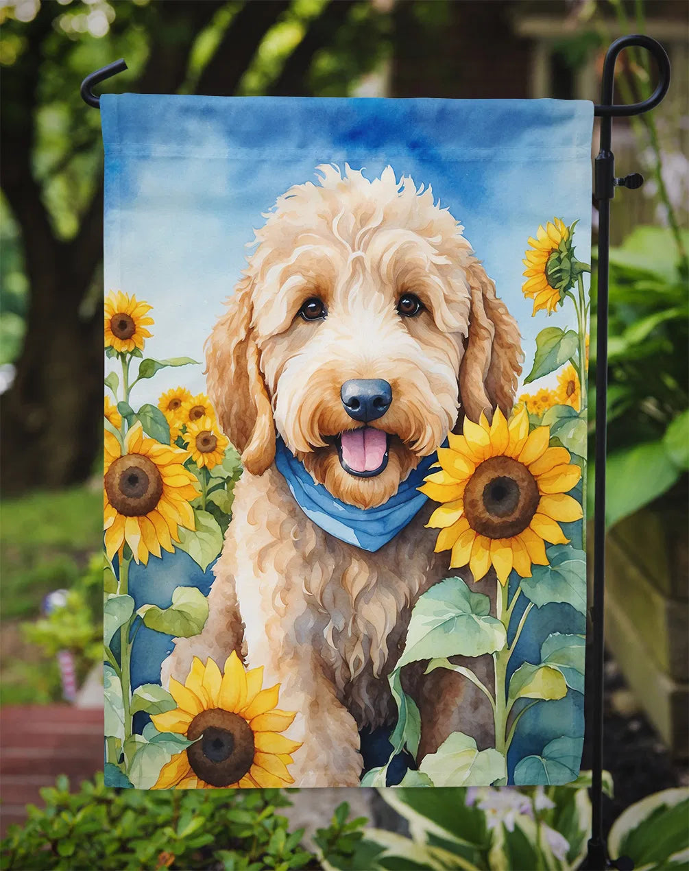 Goldendoodle in Sunflowers Garden Flag Mailbox Flag Decorative Yard Flag Banner - Image 2