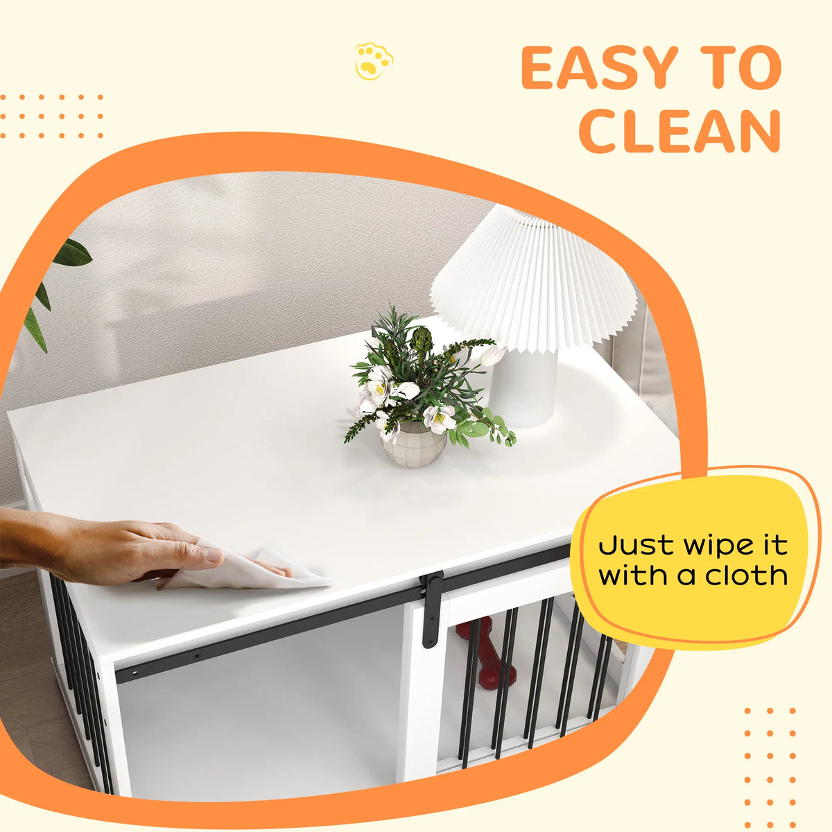 39" Dog Crate Furniture Dog Crate End Side Table for Large Dogs White - Image 3