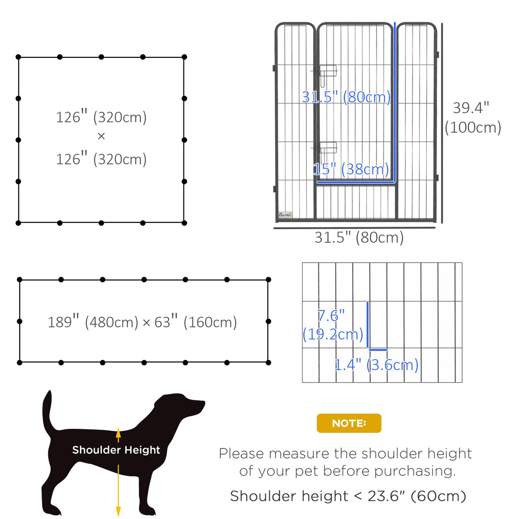 16 Panel 39" Height Heavy Duty Dog Playpen for Small Medium Large Dogs Grey - Image 5