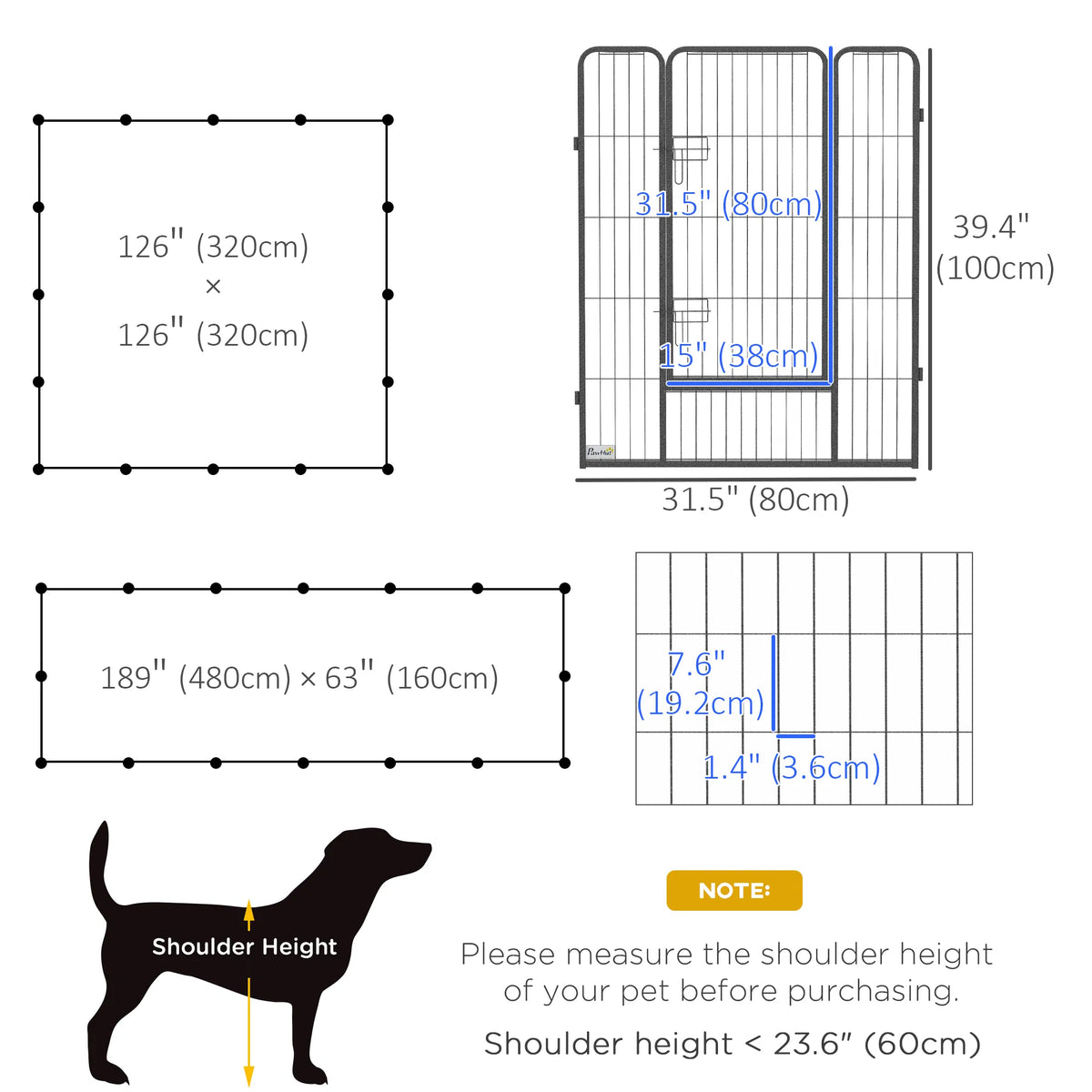 16 Panel 39" Height Heavy Duty Dog Playpen for Small Medium Large Dogs Grey - Image 5