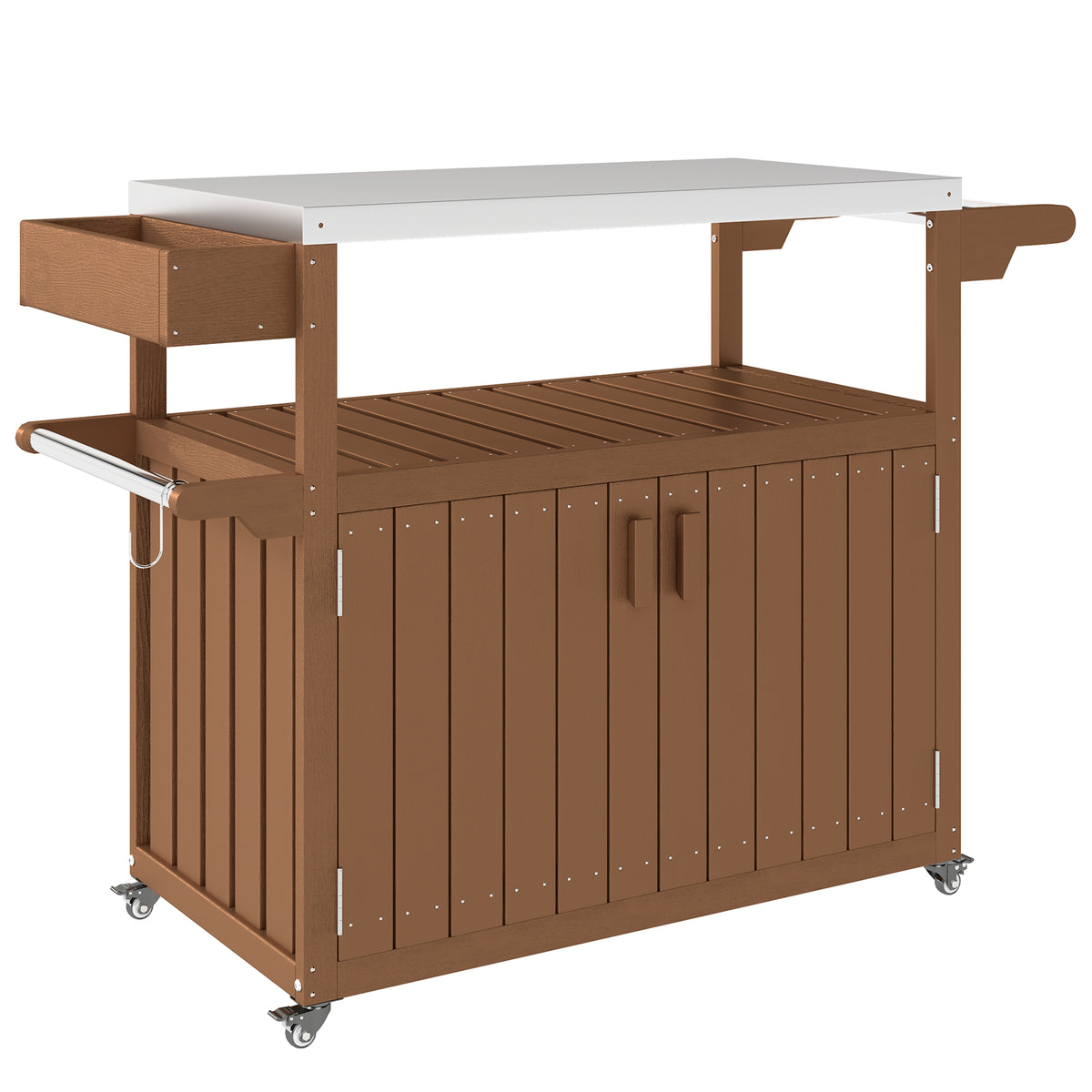 mobile outdoor bar cart with stainless steel top product detail