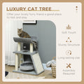 Small Cat Tree with Perch Scratching Posts Pad Bed Toy Balls Light Grey