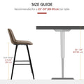 PU Leather Counter Height Bar Chairs Set of 2 27.75" Bar Stools with Metal