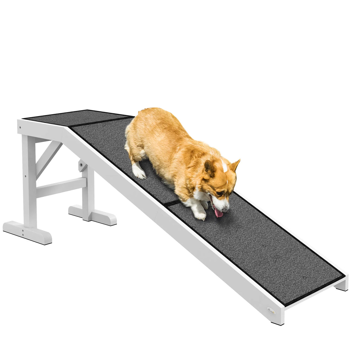 Pet Ramp Bed Steps for Dogs Cats Non slip Carpet Top Platform Pine Wood 59"L x - Image 2