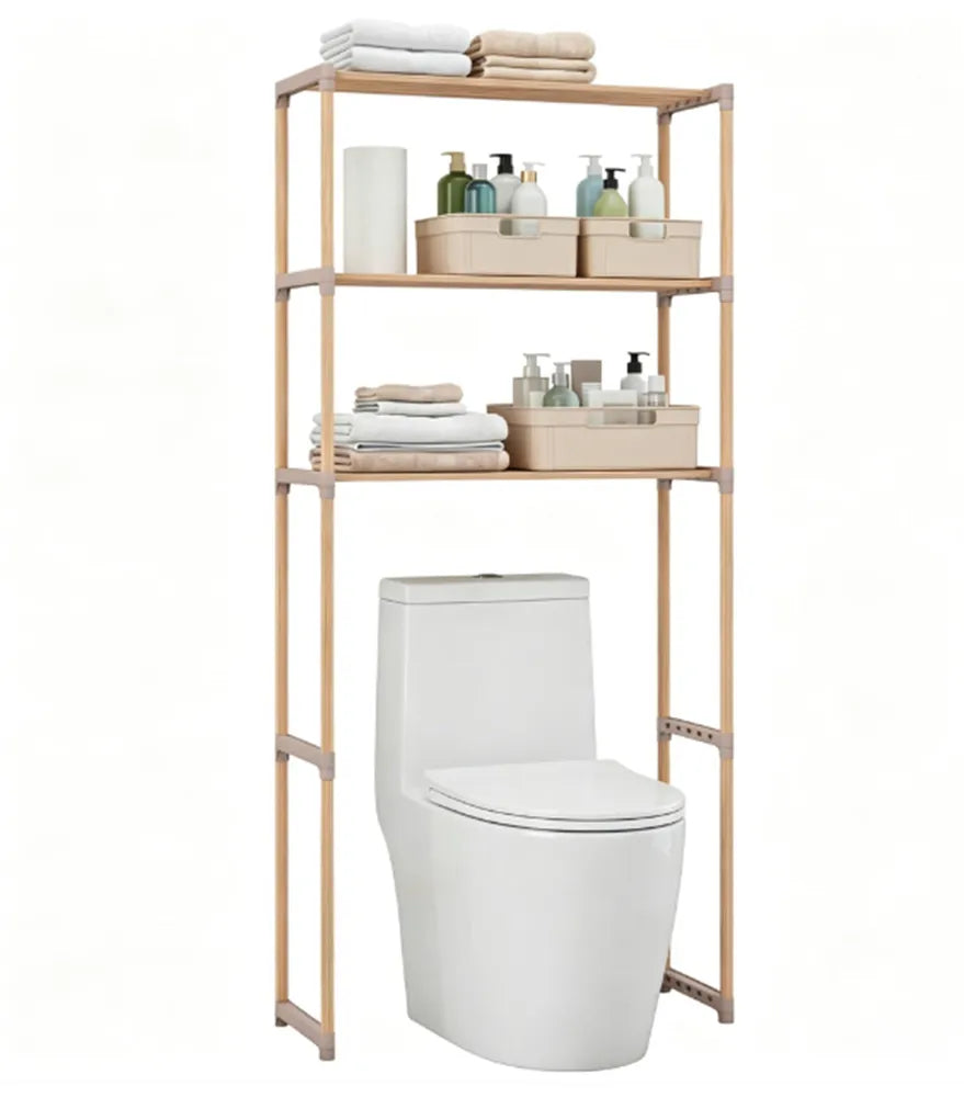 Multi Tier Over Toilet Storage Shelf Solid Pine Wood Bathroom Space Saving - Additional Product View 9