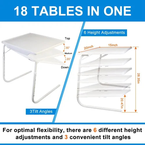 Foldable Tray Table Portable Sofa TV Tray 6 Heights 3 Angles Laptop Desk - Image 2