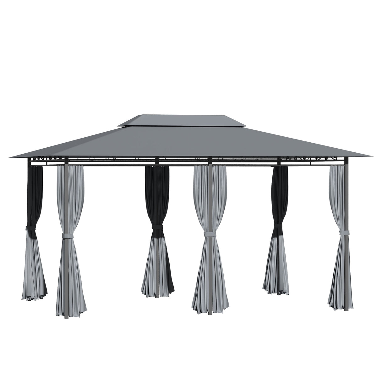 10x13 Outdoor Soft-Top Gazebo with Curtains and Two-Tier Roof