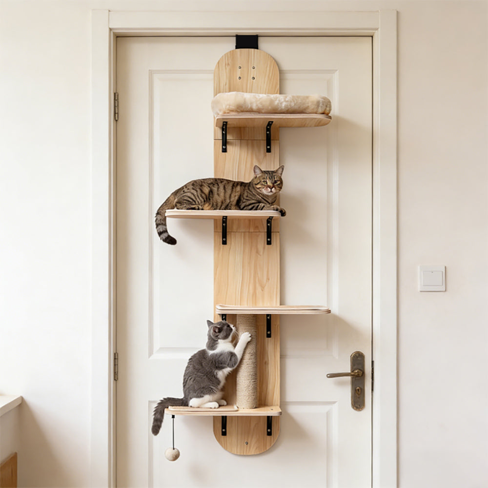 Door Hanging Cat Climber 4 level Height Adjustable With Plush Bed Teasing Ball - Image 4