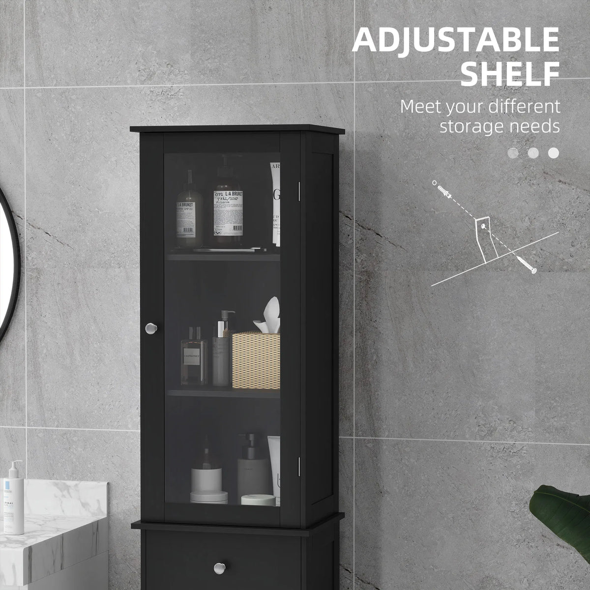 Tall Bathroom Cabinet Bathroom Storage Cabinet with Drawers 2 Doors and - Image 4
