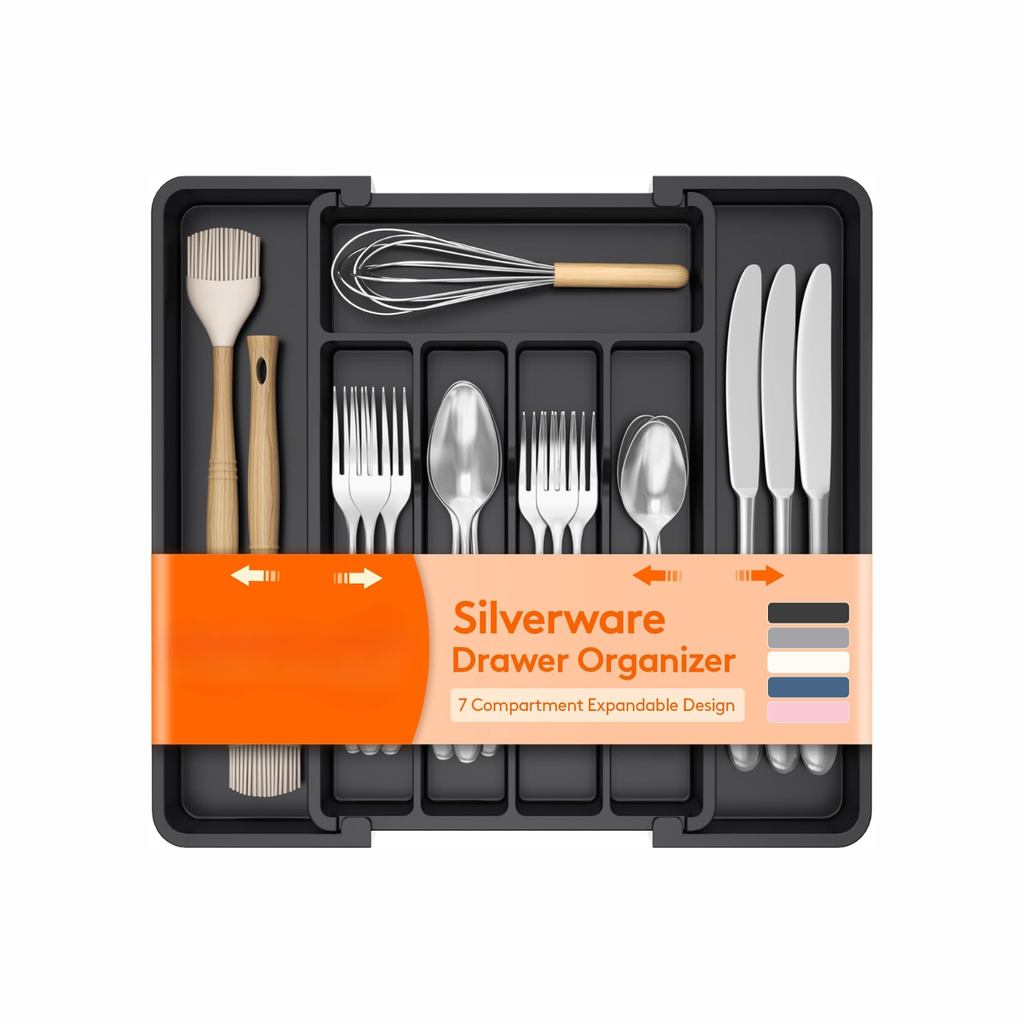 Expandable Silverware Drawer Organizer Adjustable Kitchen Utensil Tray - Image 4