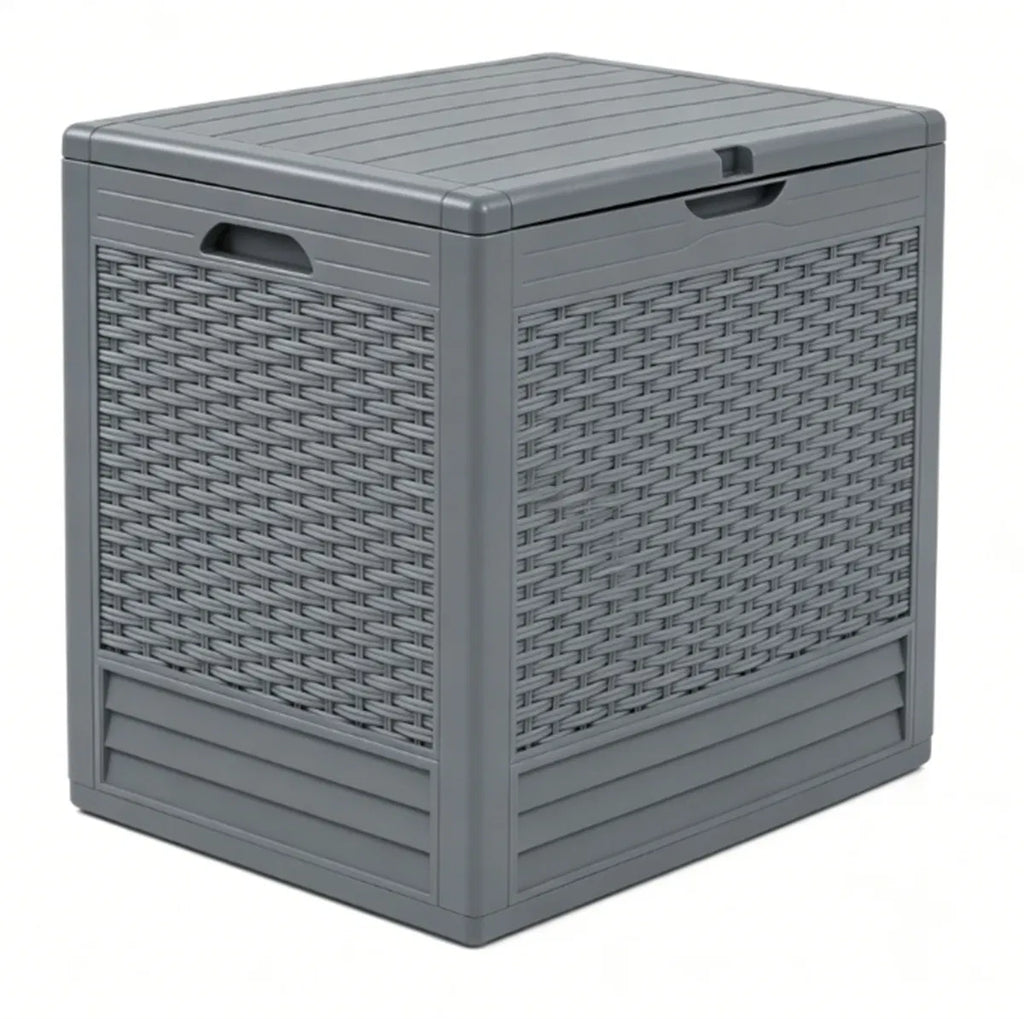 25 Gallon Outdoor Deck Box Weatherproof PP Storage Chest with Rattan Texture - Image 2