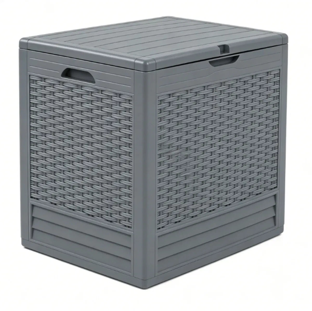 25 Gallon Outdoor Deck Box Weatherproof PP Storage Chest with Rattan Texture - Image 2