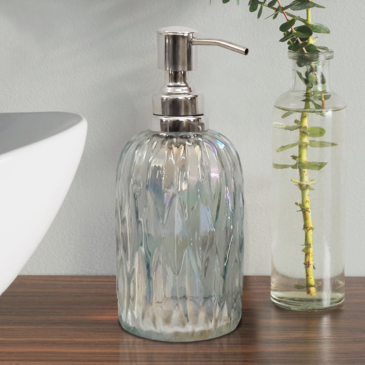 Glass Liquid Soap Dispenser Pump Bottle Bathroom Vanity Kitchen Sink Holds