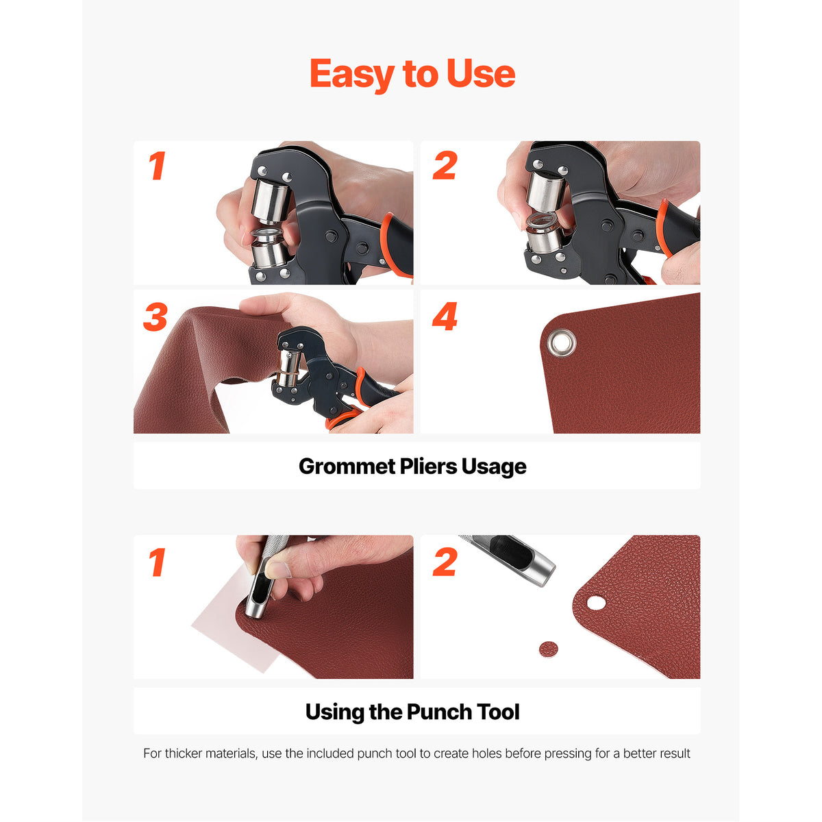 Grommet Tool Kit 1/4" 5/16" 3/8" 900 PCS Grommets Eyelet Tool Kit With Eyelets - Image 4