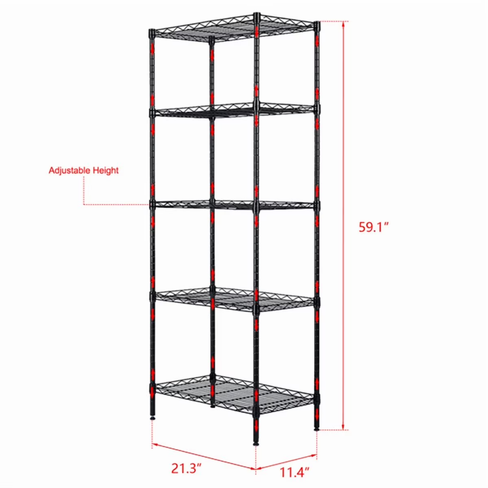 5 Tier Heavy Duty Storage Rack Shelving Unit Black 250 Kg Load Capacity - Image 5