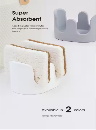 Diatom Mud Sponge Rack Kitchen & Bathroom Sink Caddy For Sponges Scrubbers - Image 4