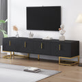 modern black and gold TV stand with adjustable cabinets